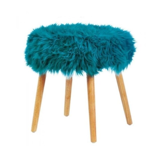 Other - TURQUOISE FAUX FUR STOOL